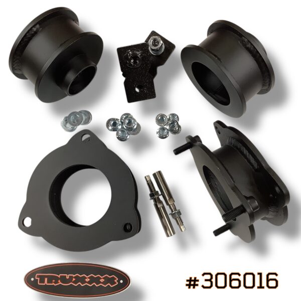 Truxxx 306016 2.0-inch front and 2.25-inch rear lift kit for 2019-2022 Kia Telluride and Hyundai Palisade with shock extensions.
