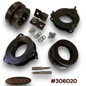 Truxxx 306020 2.0-inch front and rear lift kit for 2023-2026 Kia Telluride X-Line and X-Pro featuring steel spacers and shock shaft extensions