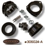 Truxxx 1.5 inch front and 1.0 inch rear lift kit for 2026 Hyundai Palisade XRT part 306024-A featuring steel strut spacers and shock extensions.