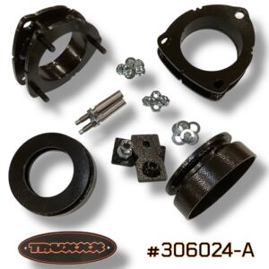 Truxxx 1.5 inch front and 1.0 inch rear lift kit for 2026 Hyundai Palisade XRT part 306024-A featuring steel strut spacers and shock extensions.