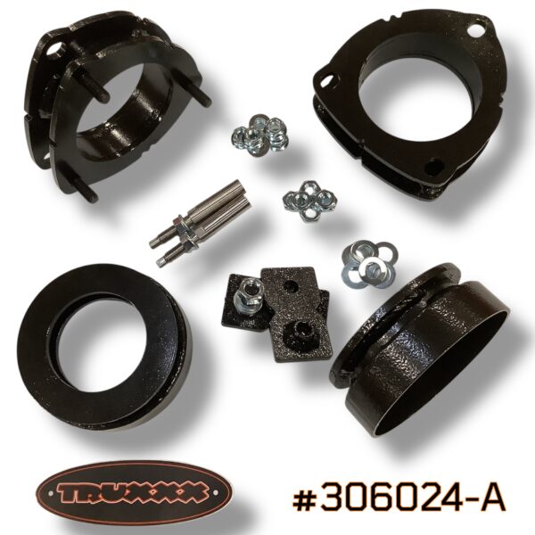 Truxxx 1.5 inch front and 1.0 inch rear lift kit for 2026 Hyundai Palisade XRT part 306024-A featuring steel strut spacers and shock extensions.
