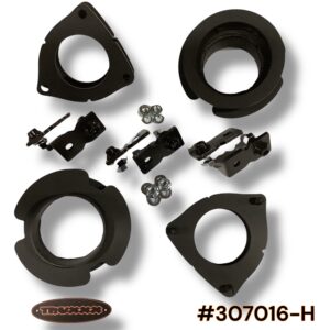 Truxxx 307016-H 1.5 inch front and rear lift kit for 2025-2026 Kia Carnival Hybrid, featuring laser-cut North American Mill Certified Steel spacers with a black durable coat.