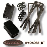 Truxxx 404088-RT 2 inch rear lift kit for 2003-2026 Chevy Express and GMC Savana 2500/3500 8-lug vans, featuring laser-cut steel blocks and heavy-duty 9/16 inch U-bolts