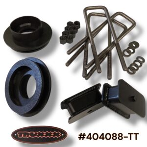 Truxxx 404088-TT 2 inch front and rear lift kit for 2003-2026 Chevy Express/GMC Savana 2500/3500 8-lug vans, universal fit for all spring sizes.
