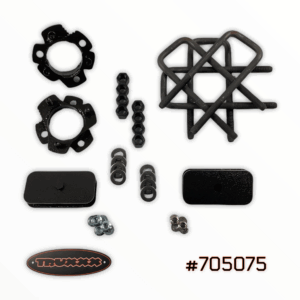 Truxxx 705075 2.0-inch front and 1.0-inch rear lift kit for 2022-2026 Nissan Frontier D41, featuring North American steel spacers and blocks.