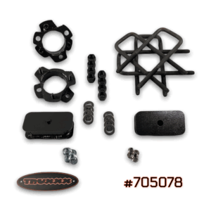 Truxxx 705078 3.0-inch front and 1.5-inch rear lift kit for 2022-2026 Nissan Frontier, featuring steel spacers and rear blocks.