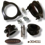 Truxxx 1.5 inch front and rear lift kit for 2024-2026 Hyundai Kona EV FWD including shock shaft extensions and steel spacers.