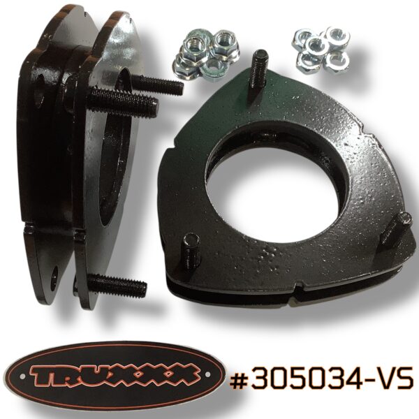 Truxxx 1.0-inch front leveling kit #305034-VS for 2024-2026 Hyundai Santa Fe, featuring two precision-engineered laser-cut steel spacers and high-grade mounting hardware.