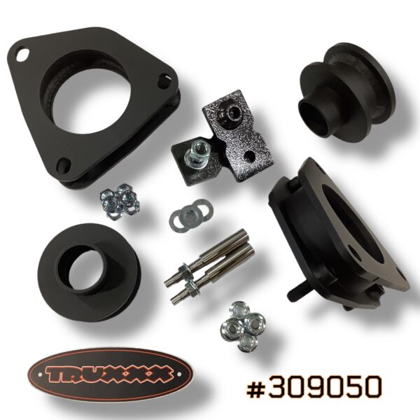 Truxxx 309050 1.5-inch front and 1.5-inch rear lift kit for 2022-2026 Hyundai Ioniq 5 featuring high-strength steel strut and spring spacers with rear shock shaft extensions.