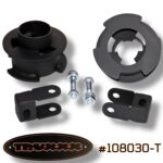 Truxxx 2.5 inch front leveling kit #108030-T for 2020-2026 Ford F250 F350 Tremor featuring fabricated steel coil spacers, shock extensions, and high-grade hardware.