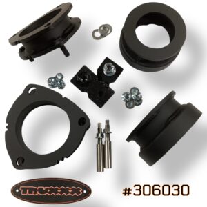 Truxxx #306030 suspension lift kit for 2027 Kia Telluride X-Pro & X-Line, featuring laser-cut North American Mill Certified Steel spacers and precision-engineered shock shaft extensions.