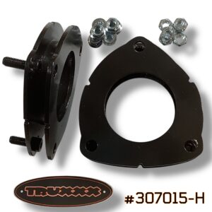 The Truxxx #307015-H "Hybrid Stance Fix" for the 2025+ Kia Carnival. A precision 1.0-inch front boost engineered with North American steel to eliminate factory rake and protect the front valance from steep inclines. No brittle plastic "pucks" that fail in the freeze—just mill-certified quality built for the 365-day gauntlet.